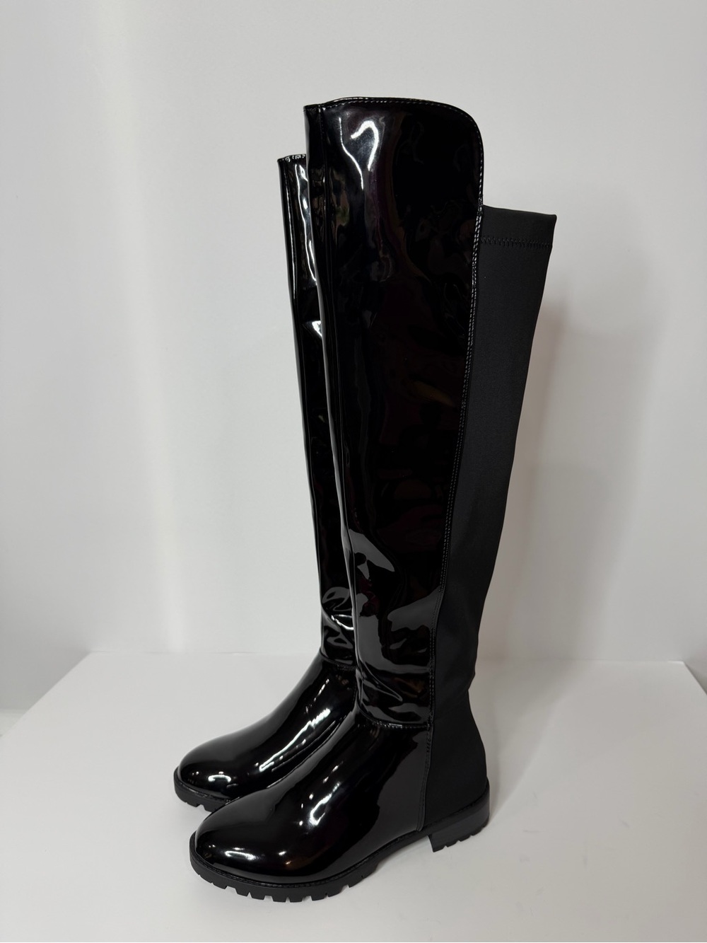 Forever 21 Black Patent Over-the-Knee Boots